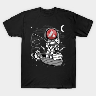 Astronaut Fishing Avalanche AVAX Coin To The Moon Crypto Token Cryptocurrency Blockchain Wallet Birthday Gift For Men Women Kids T-Shirt